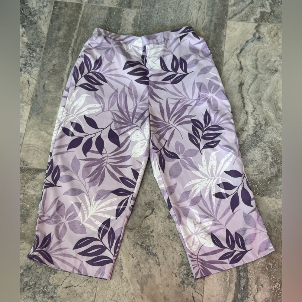 Alfred Dunner Purple and White Patterned Pants